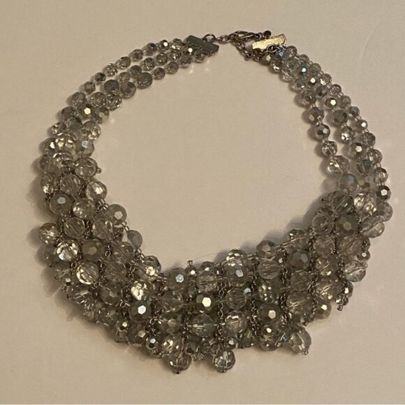 VINTAGE GERARD YOSCA NECKLACE CHOKER BIB STATEMENT CRYSTALS USA DESIGNER 16” - Picture 10 of 11